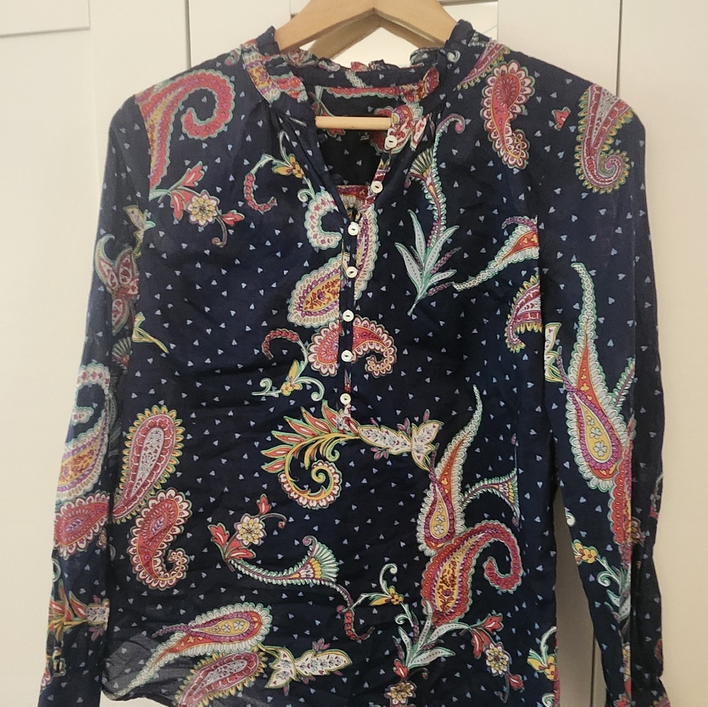 Talbots Paisley Print Navy Blouse